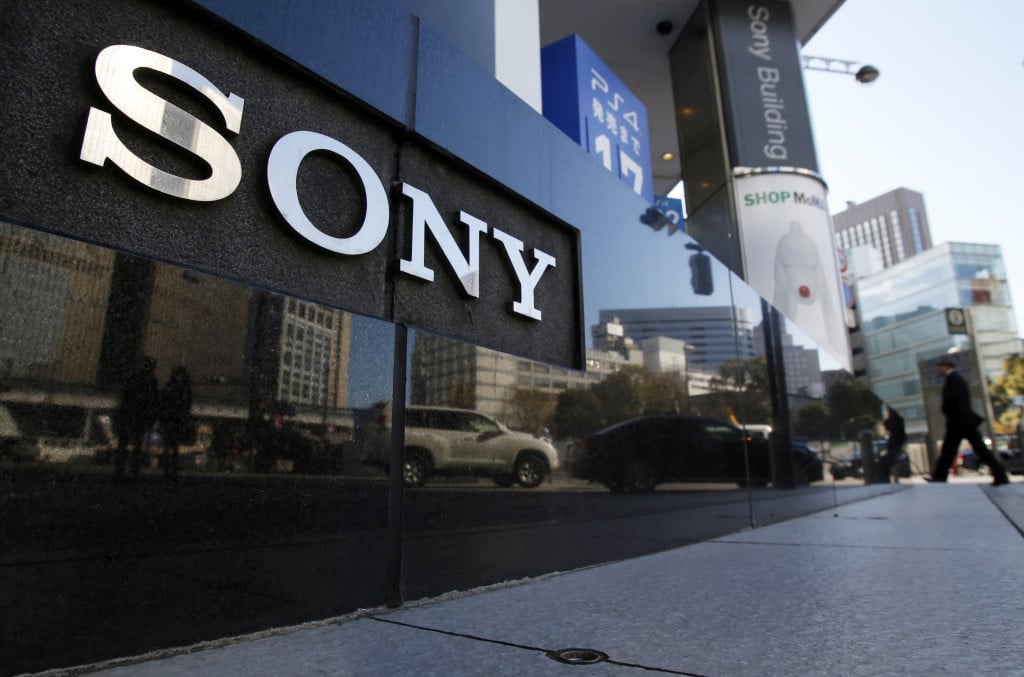 A logo of Sony Corp is seen outside its showroom in Tokyo